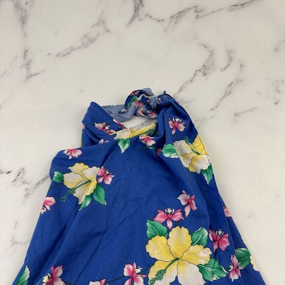 Kimos Polynesian Shop Womens Vintage Wrap Midi Dress Size S Blue Yellow Hawaiian - Picture 2 of 12